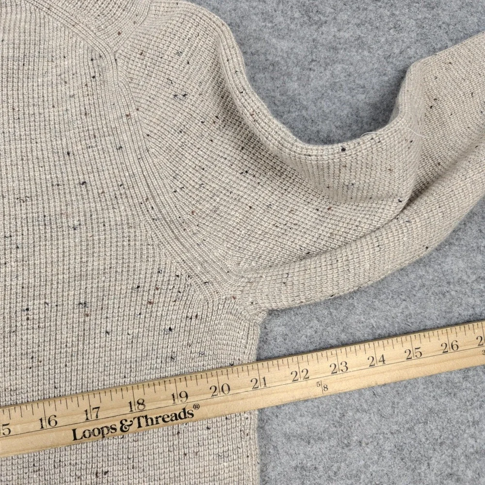 MNG Sweater Mens Large Beige Crewneck Viscose Wool Waffle Knit Pullover